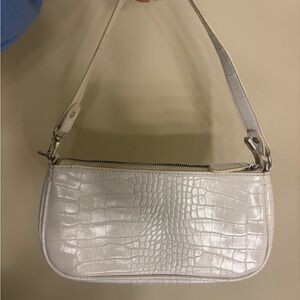 NEW Target White Crocodile-Embossed Shoulder Bag